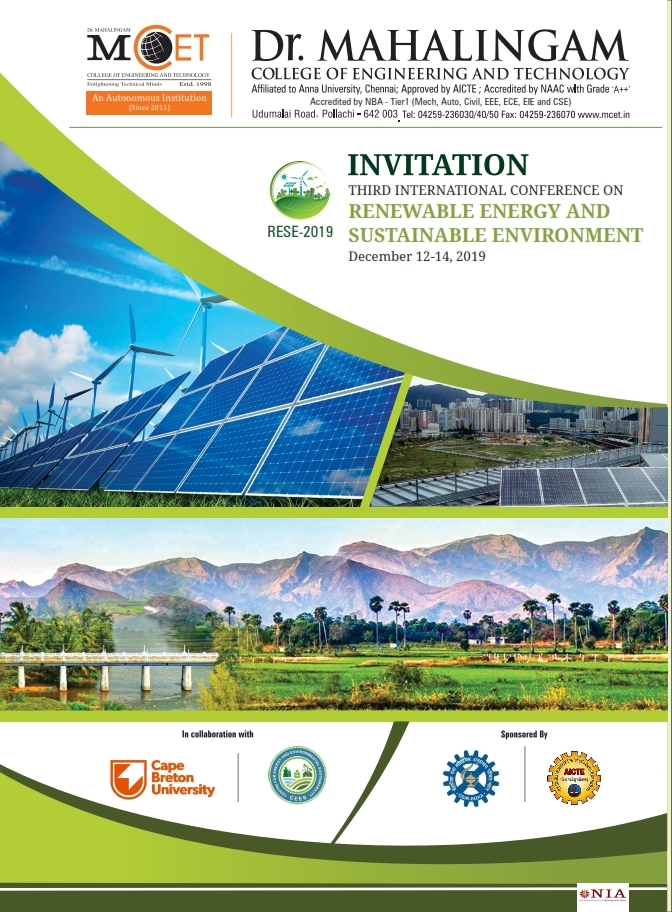 - Third International Conference on Renewable Energy and Sustainable Environment (RESE 2019)